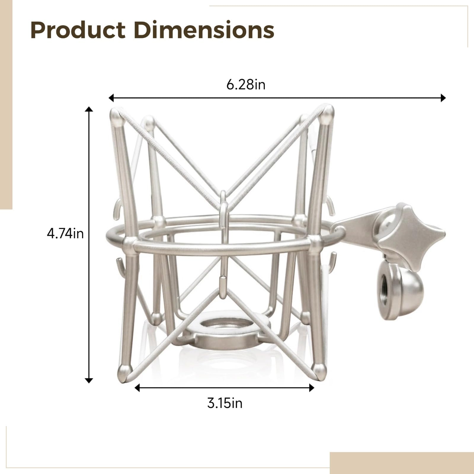 Supporto Professionale Spider Shock per Microfoni, Sospensione Antivibrazione, Compatibile con Neumann U87, Lewitt 240, Base 46mm, Argento