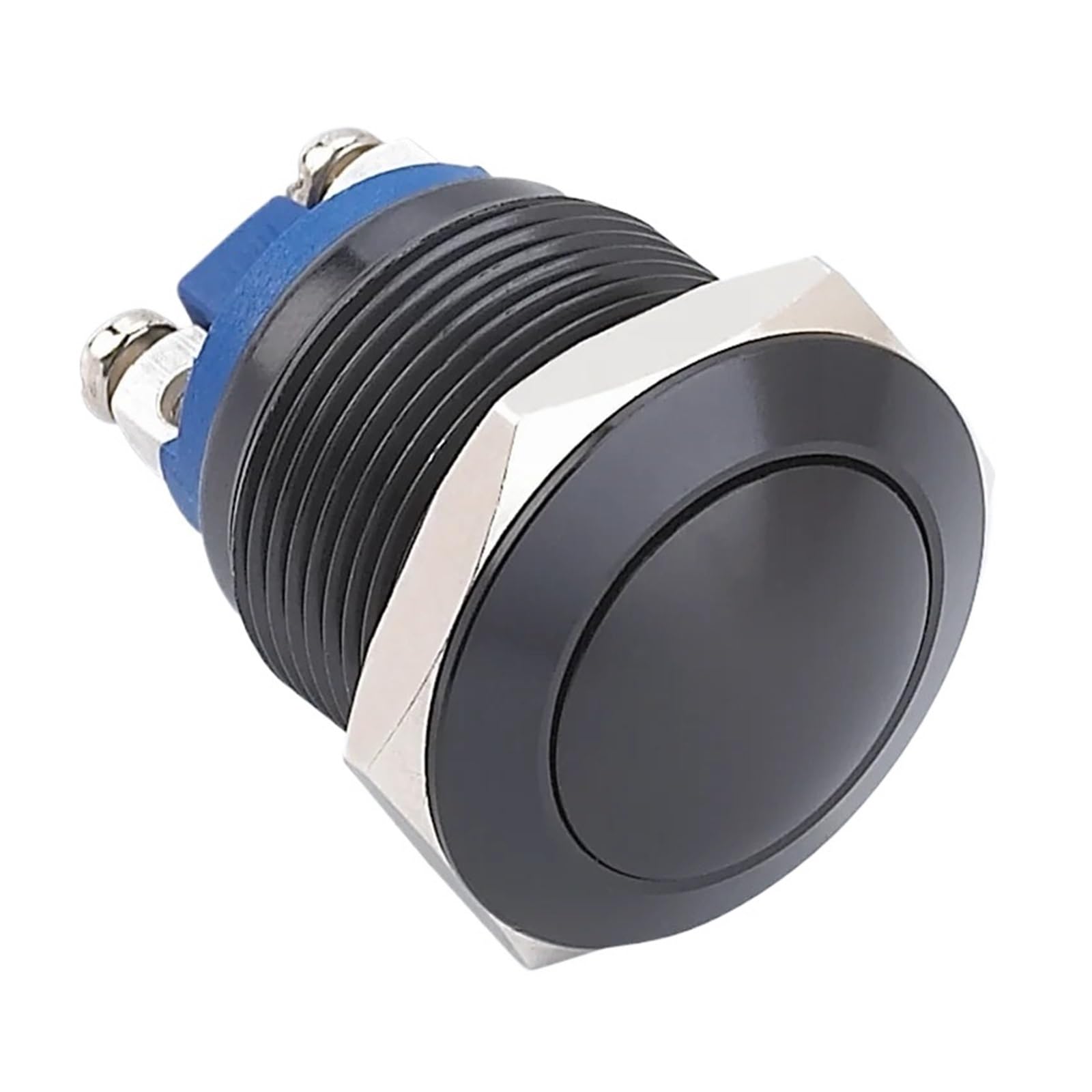 1 interrupteur à bouton-poussoir noir momentané à tête ronde de 19 mm (1NO)