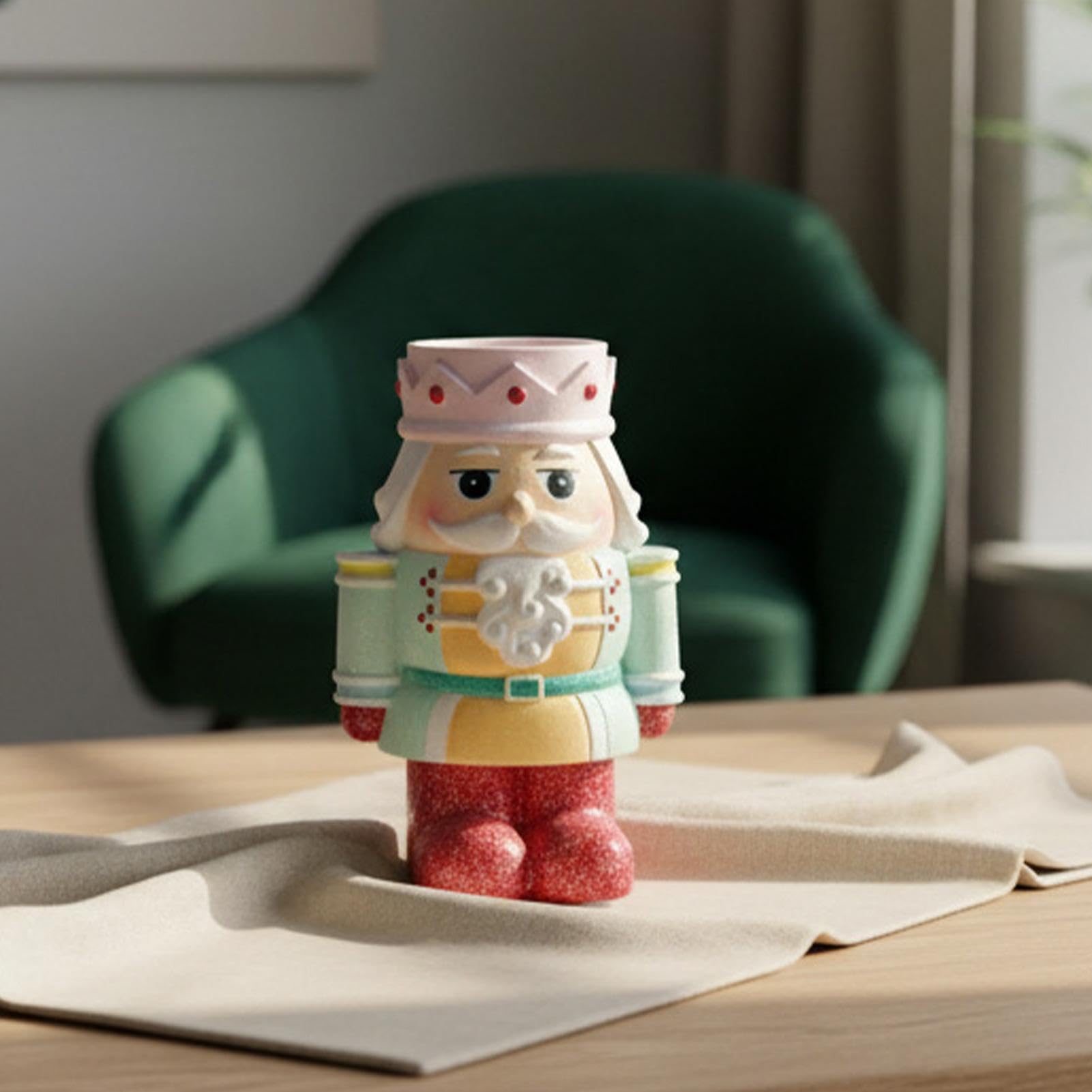 Portavelas De Navidad Figurina de Resina para Centro de Mesa | Portavelas de Vela de Té de Cascanueces de Navidad para Mesa, Estantería, Salón, Comedor, de Navidad