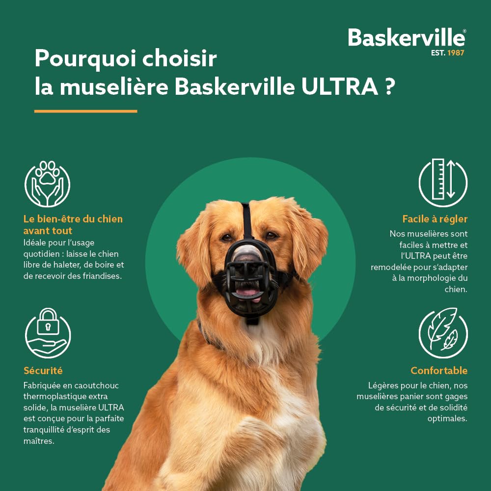 THE COMPANY OF ANIMA Baskerville Ultra Muselière pour Chien Noir 5 Retriever