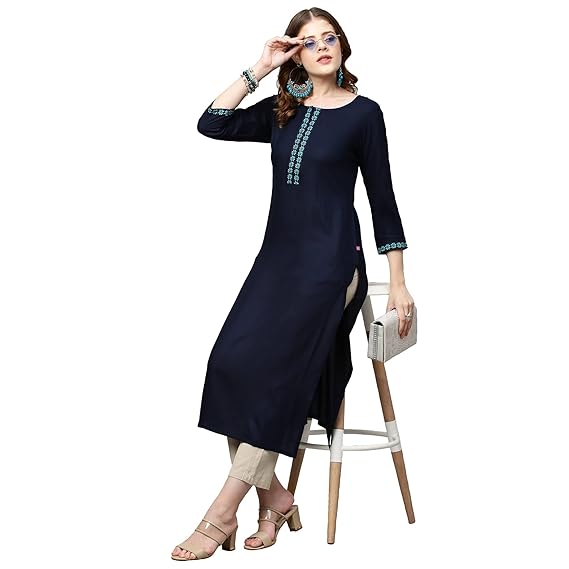 Women's Cotton Blend Regular Kurta