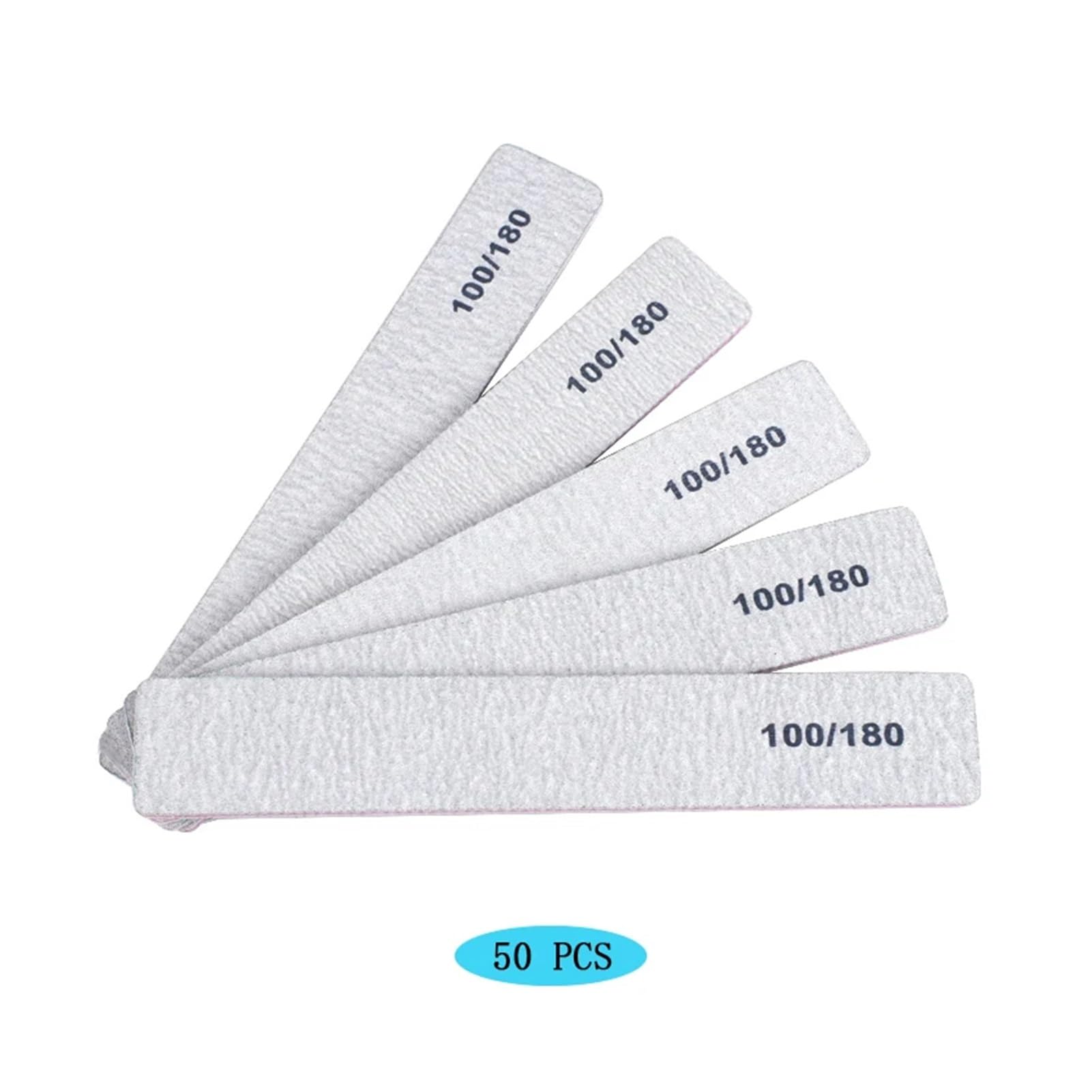 50 pezzi/lotto lime for unghie in carta vetrata grigia 100/180 blocco buffer a doppia faccia lucidatore pedicure manicure lime for unghie nail art accessori for unghie(05)