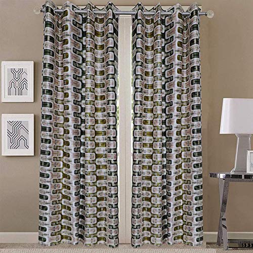 Image of Exporthub 2 Pieces Fancy Design Green Box Polyester Eyelet Window Curtains - Length 6 Feet, (EHSPR714 64)