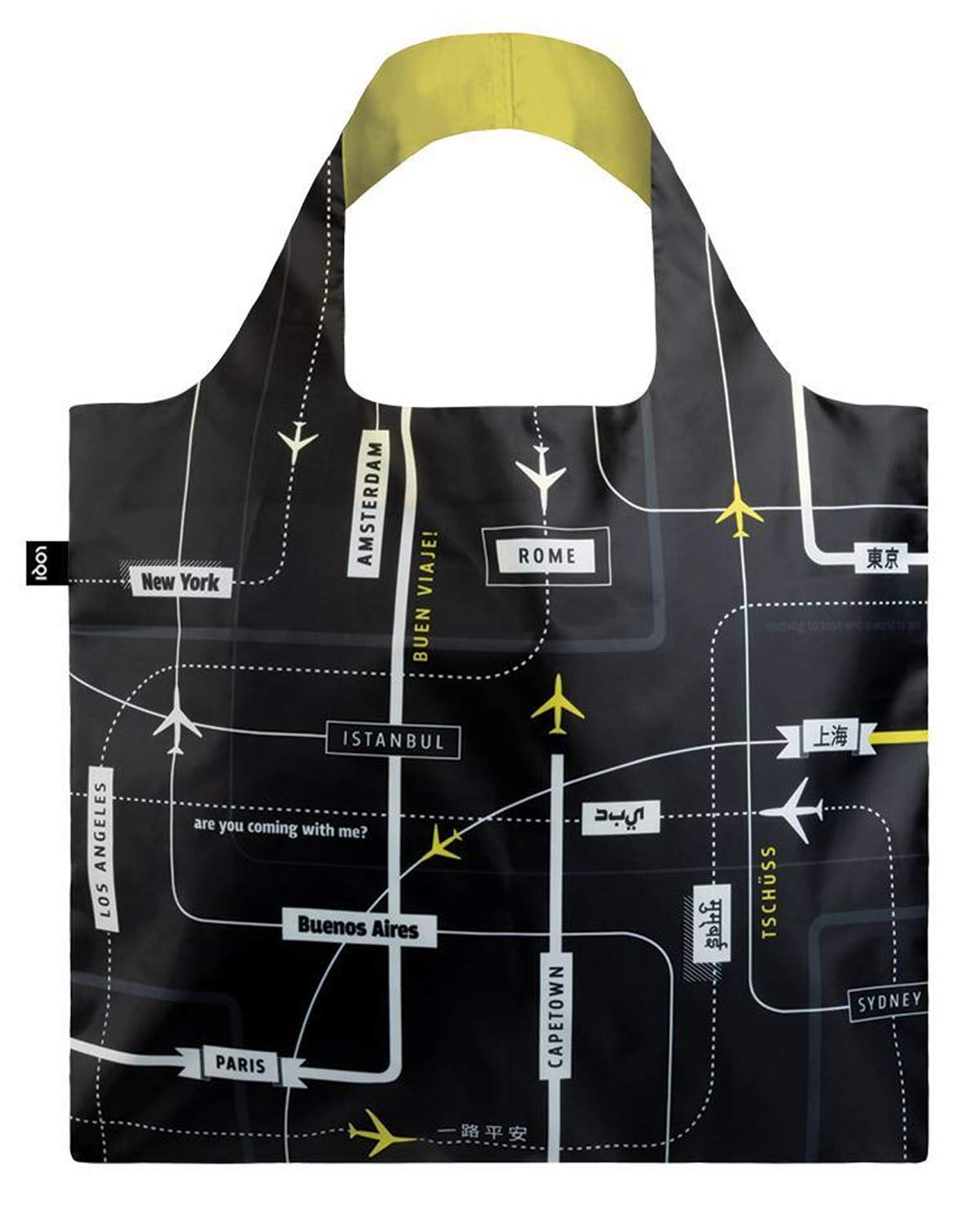 LOQI Airport Reusable Shopping Bag, O/S, Departures