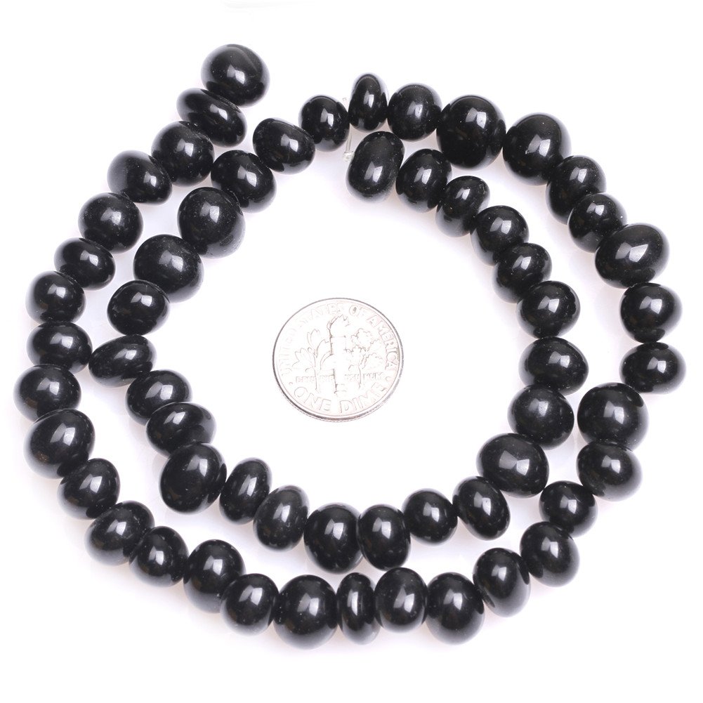 Sweet & Happy Girl's Store 8-10x12-14mm Potato Shape Gemstone Black Agate Beads Strand 15 Inch Jewellery Making Beads - Image 4