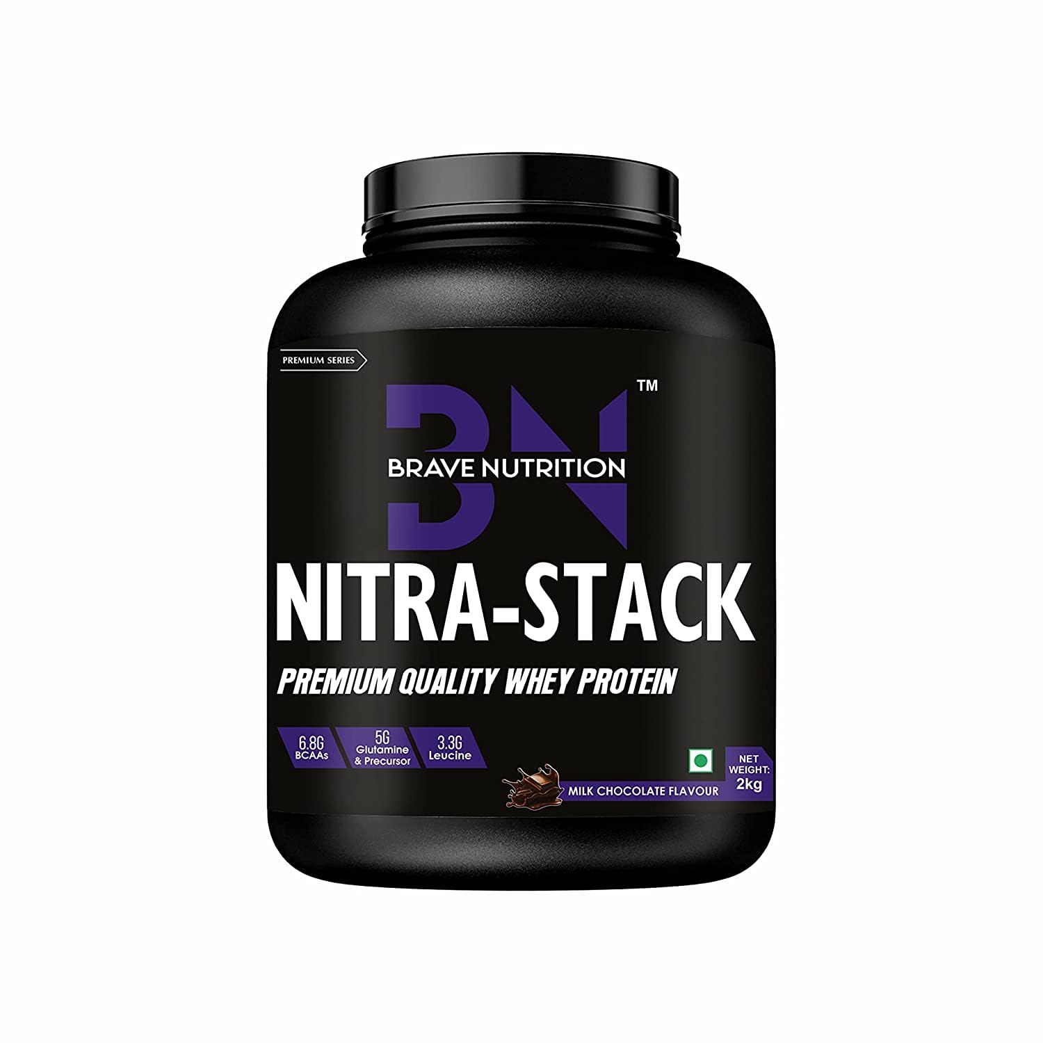 Brave Nutrition Nitra Stack Whey Protein Isolate Blend - 30g Protein, 3g Creatine Monohydrate, 6.8g BCAAs & 5g Glutamine | Lean Protein Powder for Muscle Gain | Muscle Building Supplement Powder With BCAAs | Sports Nutrition | Muscle Builder Whey Concentrate Protein Powder for Men & Women [2Kg, Milk Chocolate]