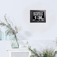 Vista 7 de Yescom Calendario digital grande de 8 pulgadas con pantalla LCD para ancianos, 8 opciones de alarma, reloj de demencia regulable para personas