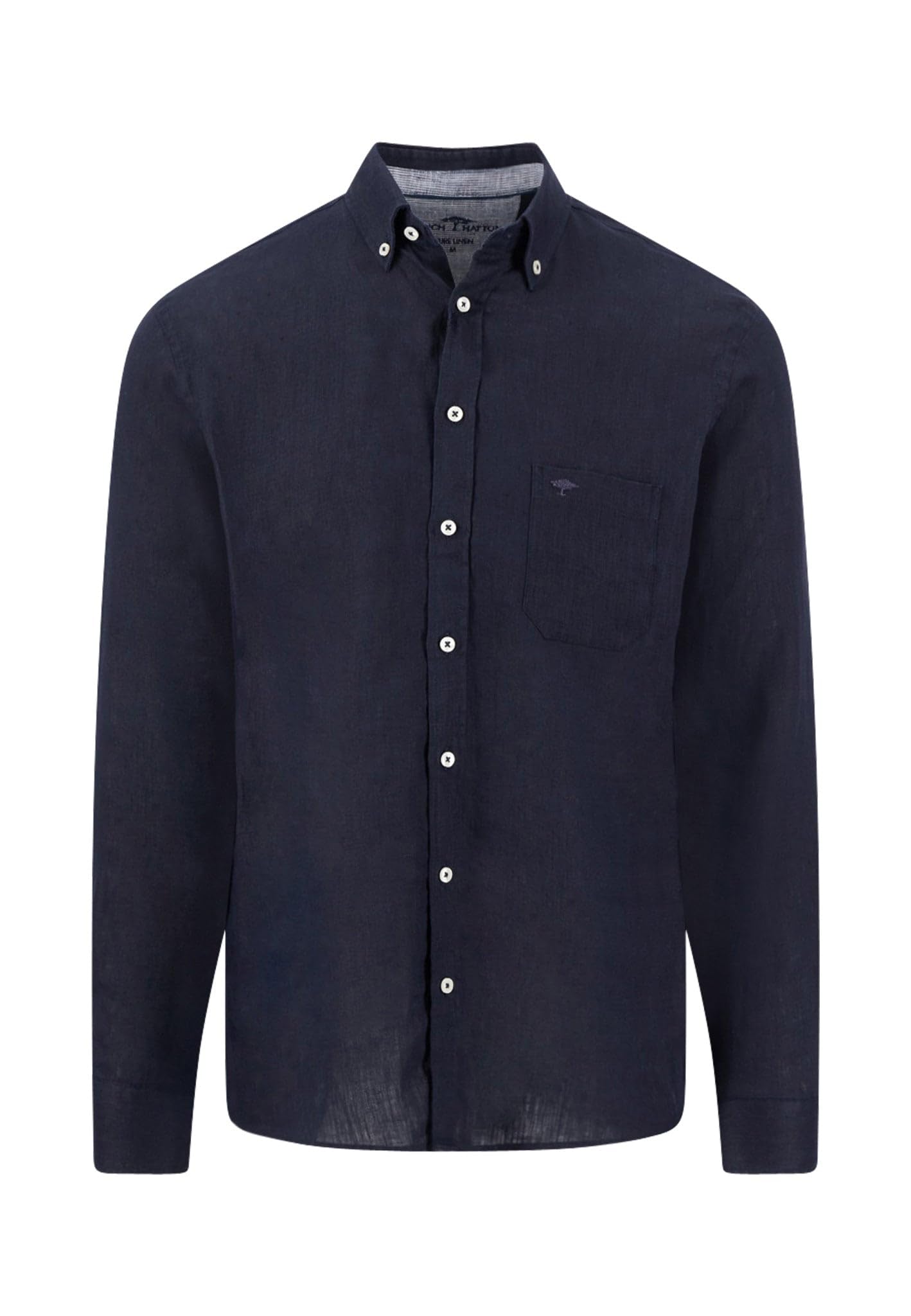 Fynch Hatton Men's Navy Fynch-Hatton Long Sleeved Linen Shirt  38 Size M