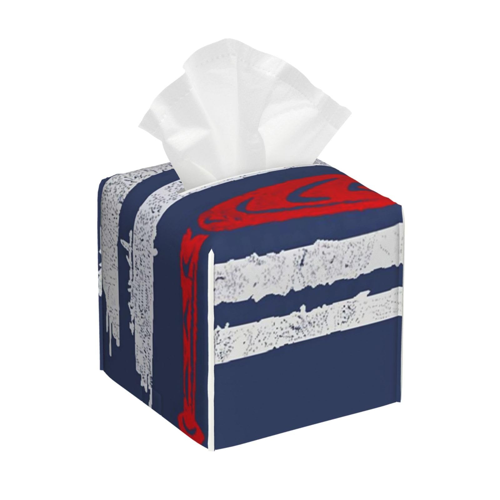 Flag of The U.S.A Baseball Pattern PVC Cube Tissue Pack for Home Office Bathroom Use