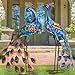 Kircust Peacock Garden Statue and Sculpture, Metal Peacocks Yard Art Lawn Decor, Large Birds Garden Sculptures & Statues for Patio Backyard Pond Home Decoration