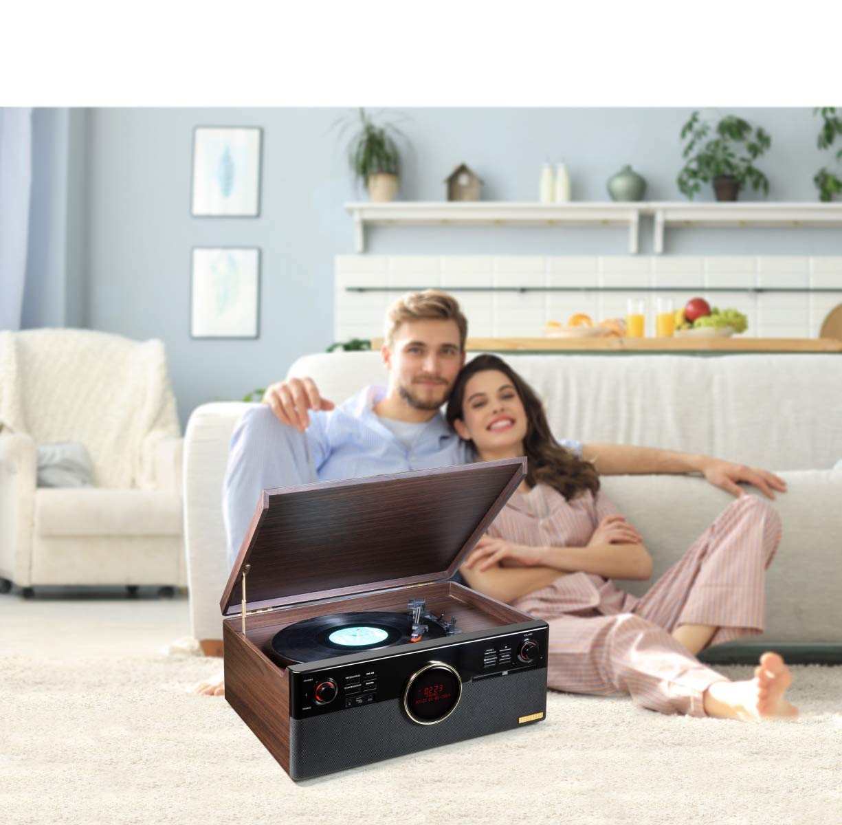 Technaxx Alemania Tocadiscos Dab Bluetooth V5.0 Digitalización de Discos de Vinilo Cassettes CDs Función de Radio AUX RCA Altavoces estéreo TX-137