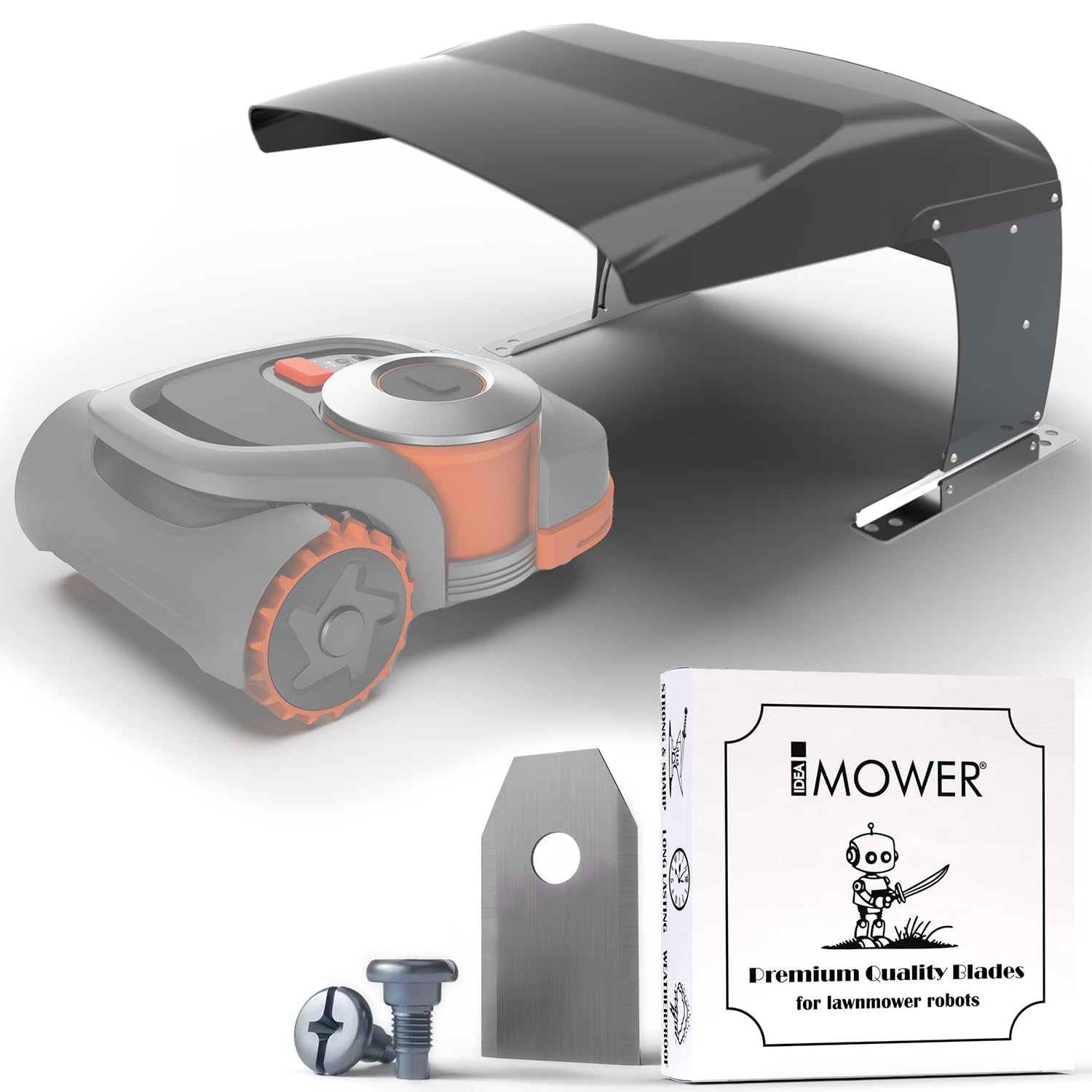 Garaje Robot cortacésped Vader Navi + 30 cuchillas de repuesto Premium de regalo – Compatible con Segway NaviMow (negro/antracita)