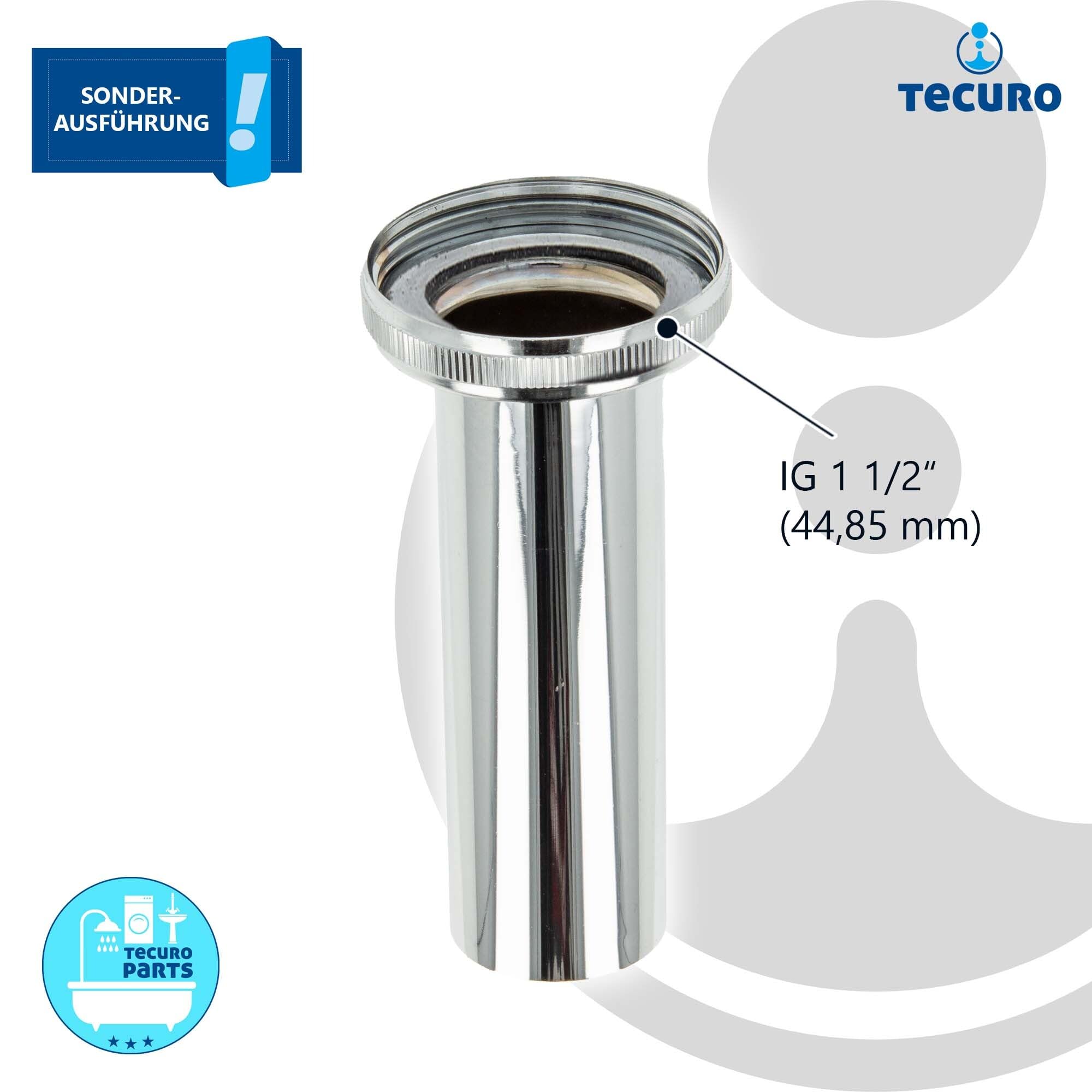 tecuro Immersion Pipe with Diameter 32 x 1 1/2 Inch Union Nut x 100 mm Special Guide, Chrome-Plated Brass - Image 2