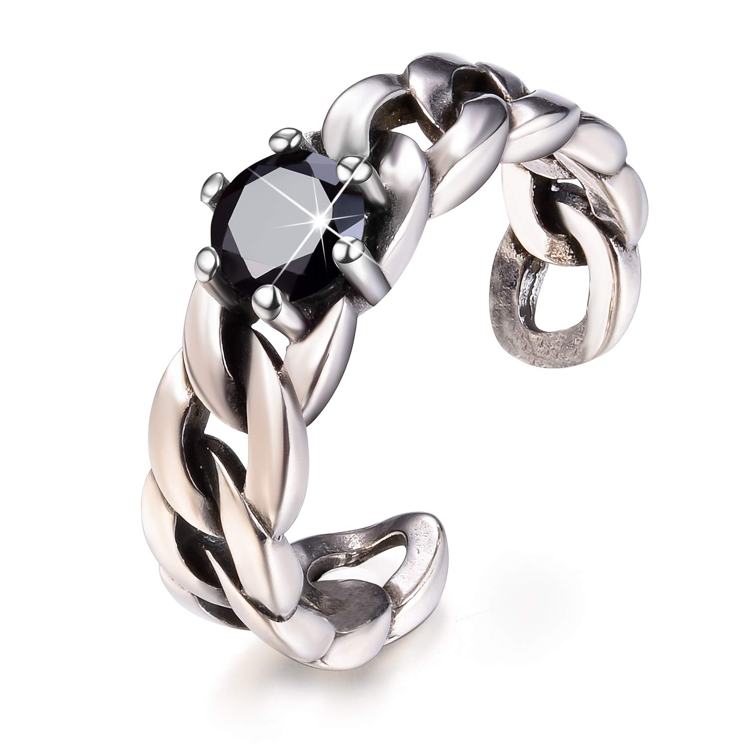 MADEONEVintage Style Chain Diamond Rings 18K White Gold Plating Excellent Cut Cubic Zirconia CZ Stone Adjustable Ring Christmas Jewelry Gifts for women with Box Packing