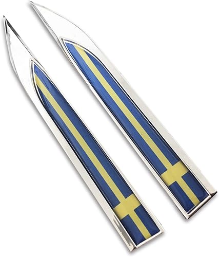 1 par de calcomanías de coche con bandera sueca de Suecia para coche, lado izquierdo y derecho, calcomanía de metal para SAAB
