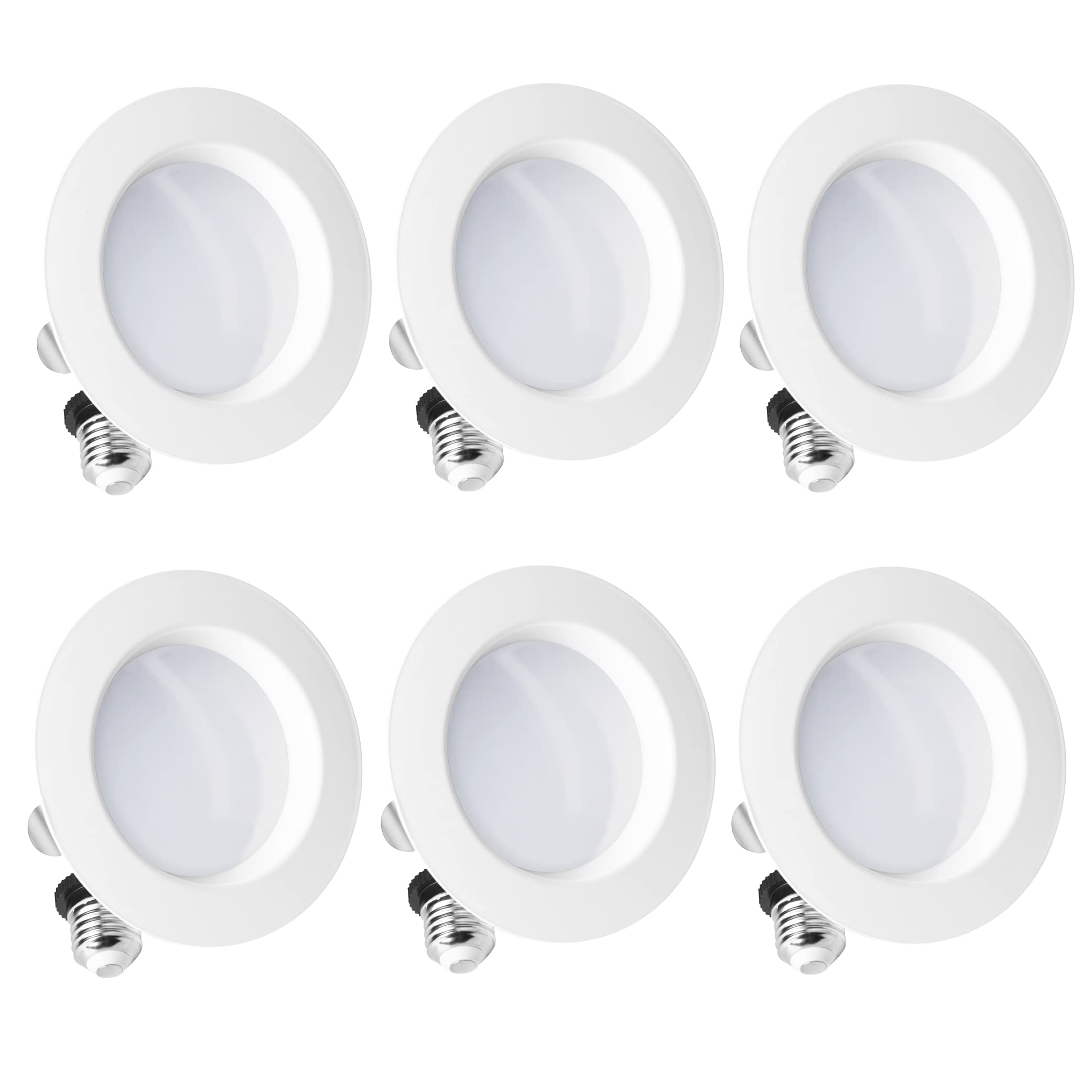 INFIBRITE 4 Inch 5000K Daylight 9W 750LM Recessed Retrofit LED Sleek Series Downlight Kit (Includes E26 Connector), Dimmable, Wet Rated (6 Pack)