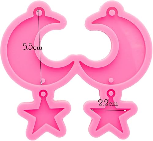 Miniatura 2 de Angel Wings Molde de silicona con forma de luna y estrella brillante brillante para hacer aretes, llaveros, collares, joyas, colgantes,