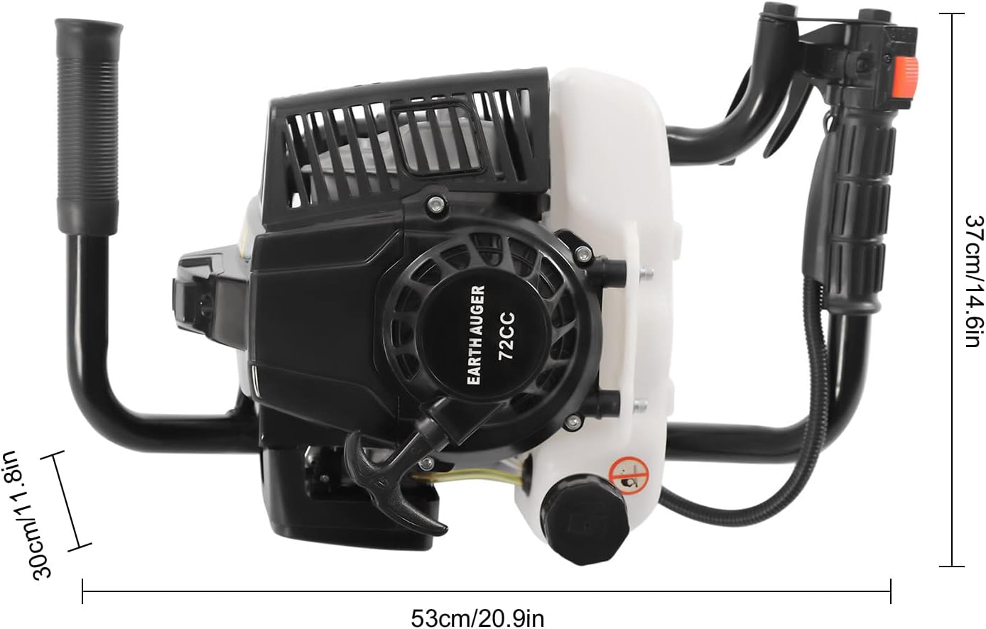 72cc Gas Powered Post Hole Digger, 4.1HP Heavy Duty Earth Auger Digger with 3 Drill Bits (6" 10" 12") & Extension Rods, 8500RPM 2-Stroke Fence Planting Digging Machine, Goggle & Tool Kit Included