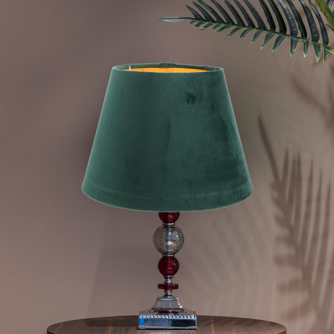 Lurrose Paralume in tessuto, paralume a tamburo piatto, copertura per lampada E27, per lampada da tavolo, decorazione principale, verde