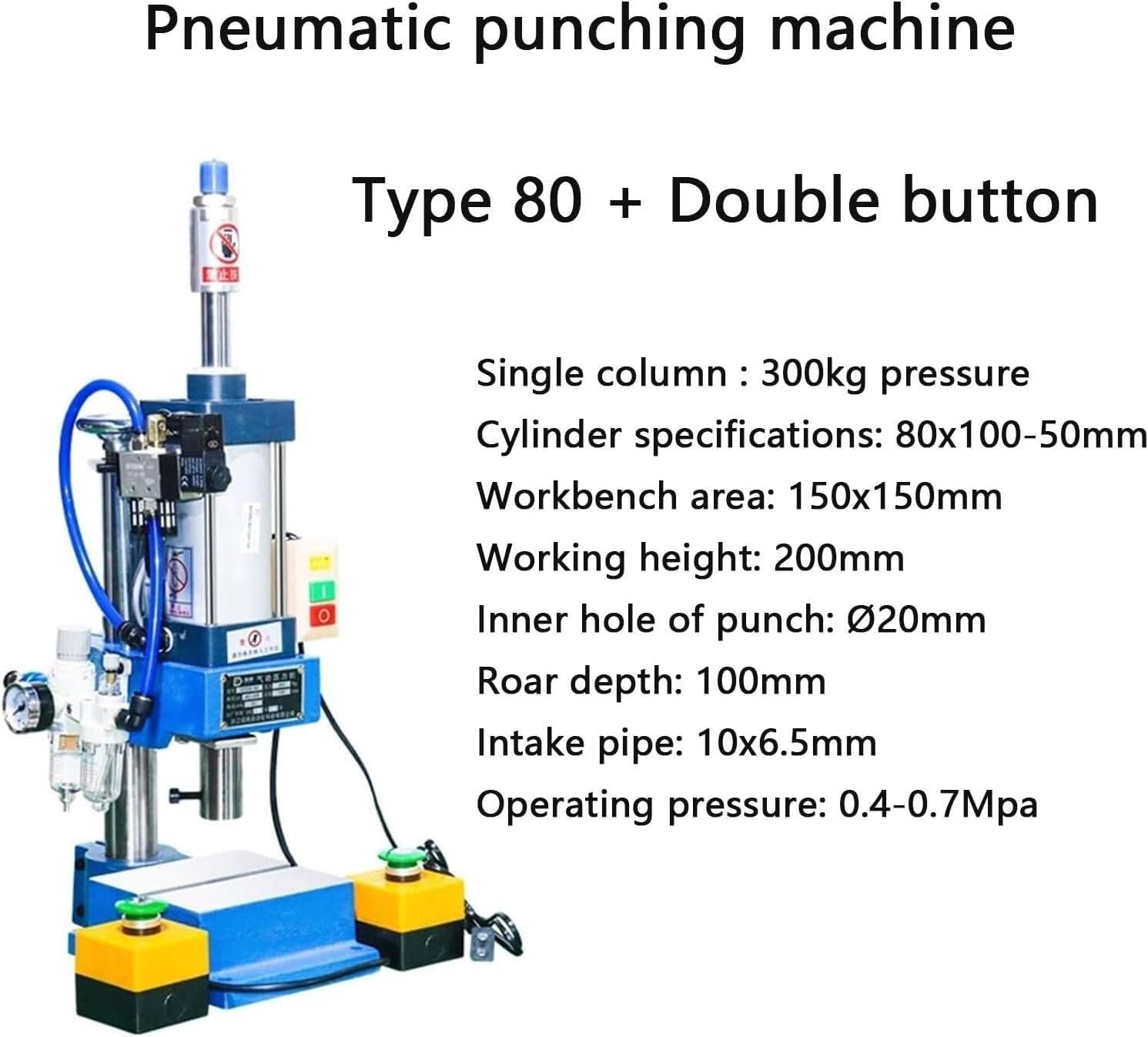 Punzonatrice pneumatica verticale da 200 kg/300 kg, rivettatrice ad alta precisione con 2 pulsanti o pedale