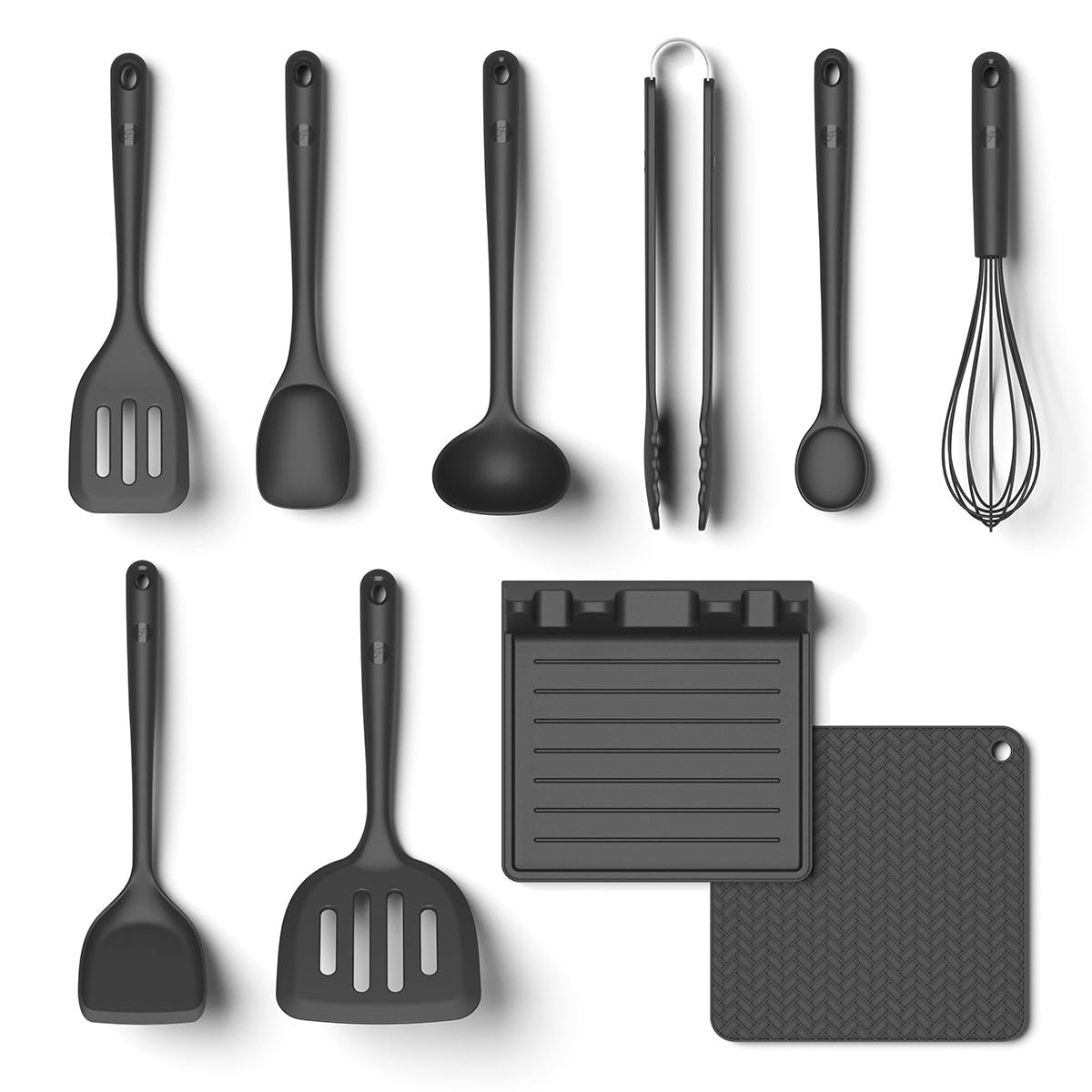 Hoffmann Küchenhelfer-Set Küchenhelfer-Set Anthrazit, Silikon-Edelstahlkern, 10-teilig