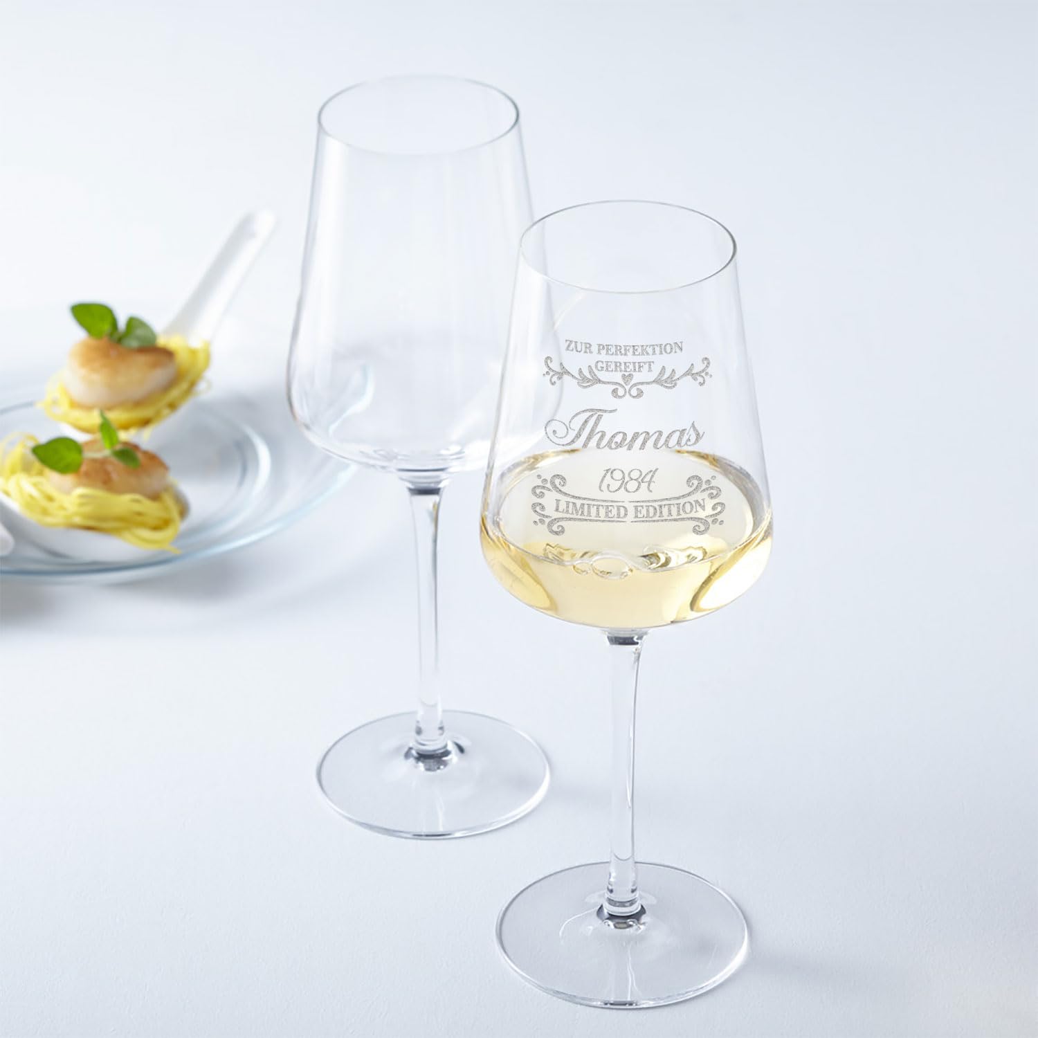 GRAVURZEILE Leonardo Weinglas mit Gravur - Zur Perfektion gereift V1 - Liebevolles Geschenk für Weinliebhaber - Geschenke für Sie & Ihn zum Geburtstag oder Valentinstag - Farbe: Puccini