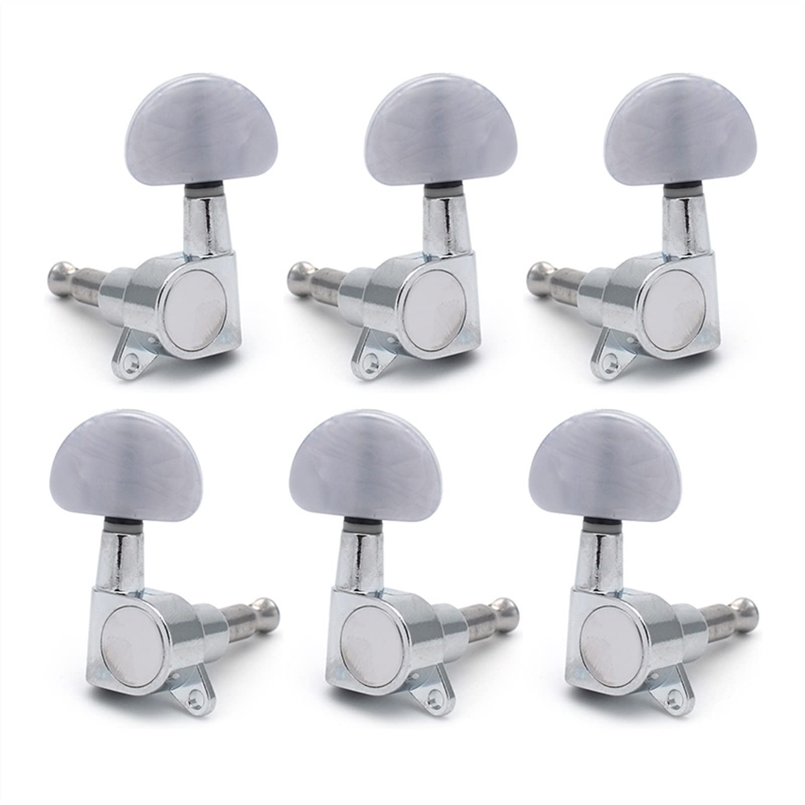FLFL Gitarren-Mechaniken Weiße Pearl-Gitarren-String-Tuning-Pegs-Tasten-Tuner-Maschinenkopf Für E-Gitarren-Chrom (Color : 3R3L)