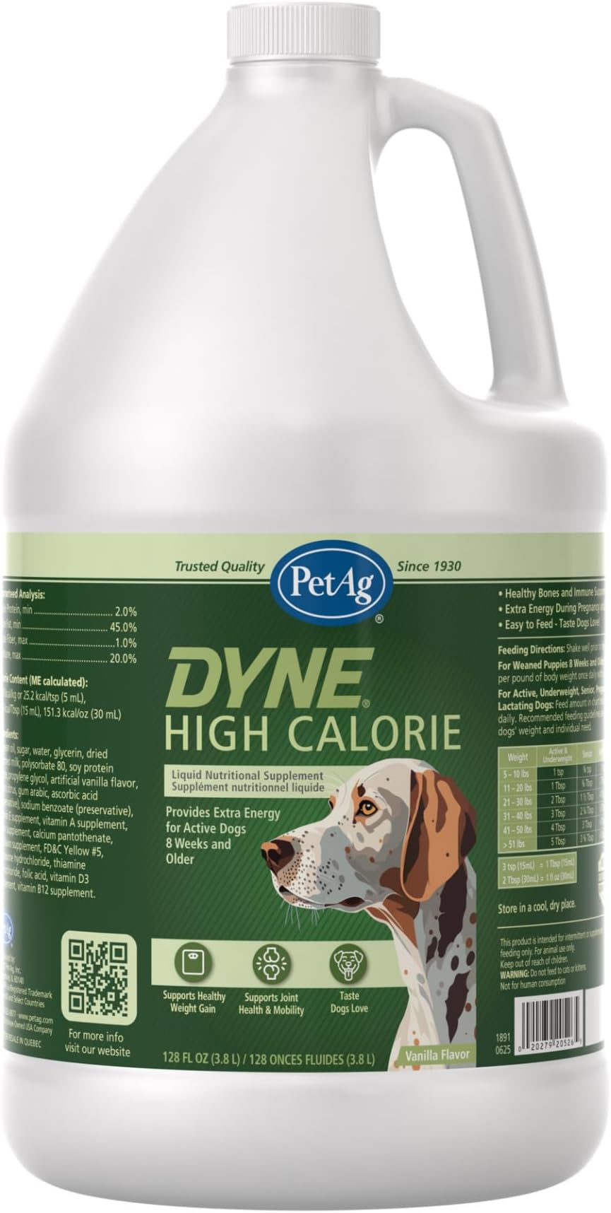 Dyne High Calorie Liquid Nutritional Supplement for Dogs & Puppies 8 Weeks and Older - 1 Gallon - Supports Performance and Endurance - Sweet Vanilla Flavor