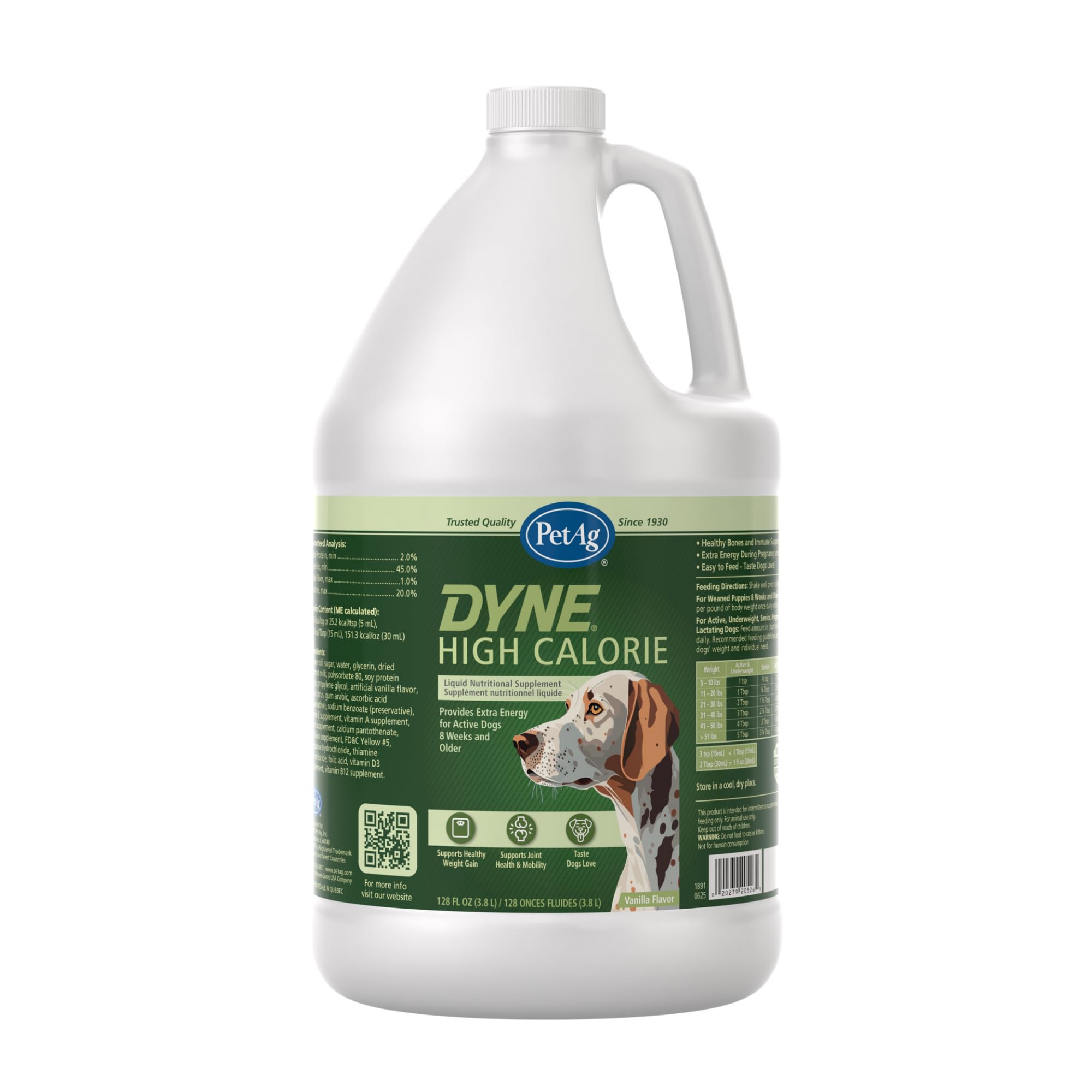 Dyne High Calorie Liquid Nutritional Supplement for Dogs & Puppies 8 Weeks and Older - 1 Gallon - Supports Performance and Endurance - Sweet Vanilla Flavor