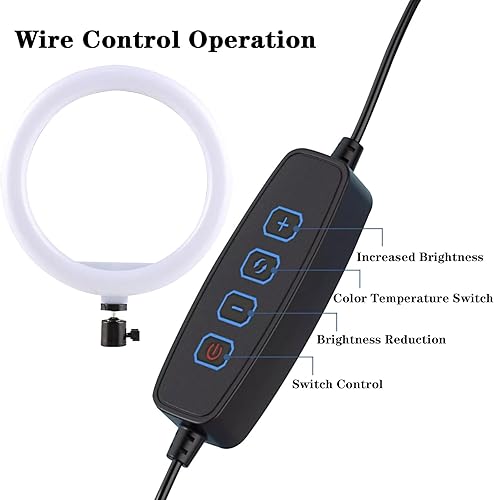 Miniatura 5 de Anillo de luz para selfie con 3 modos de luz y 10 niveles de brillo alimentado por USB, mini luz de relleno LED para YouTube/TIK