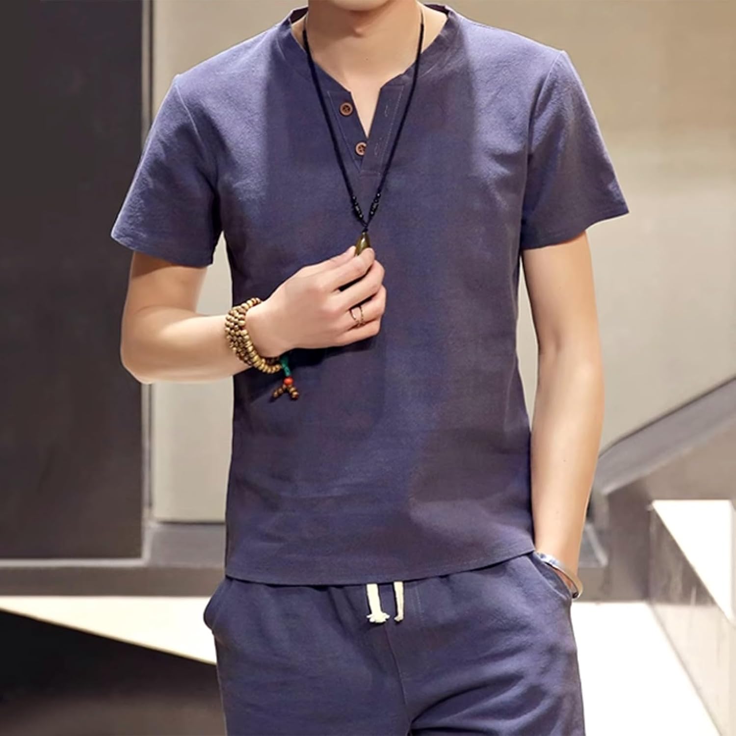 [Yammkia] シャツ メンズ 半袖 五分袖 ゆったり 夏服 吸汗速乾 トップス 無地 ワイシャツ 柔らかい カジュアルシャツ