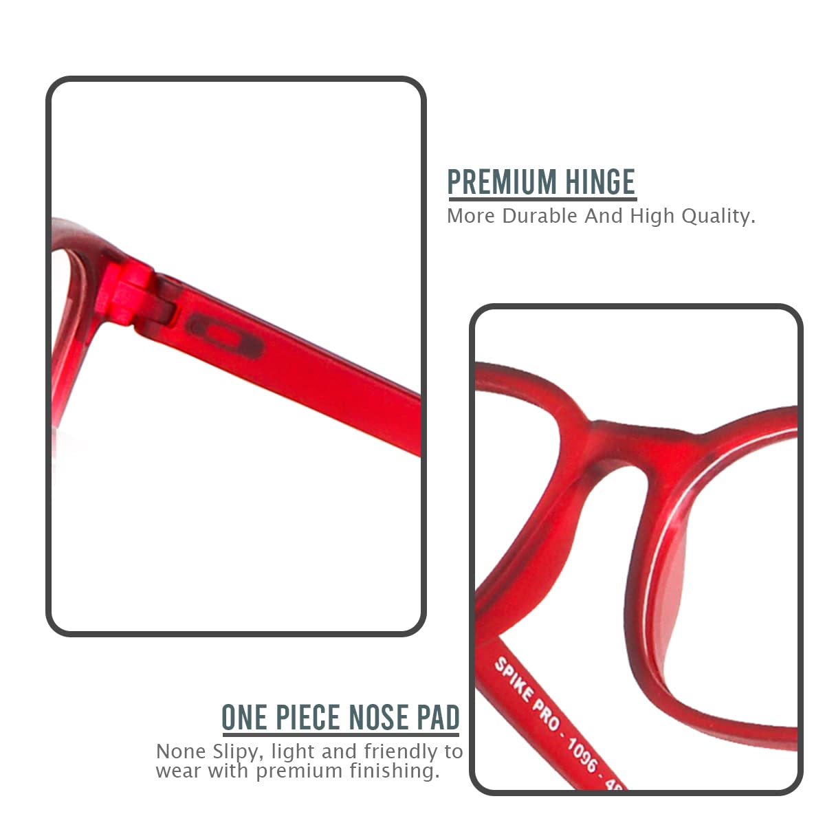 Eymen I Classic Non Prescription Clear Lens Glasses for Women Men Square Frame Eyeglasses Multiple Shades (Red) - Image 7 thumbnail