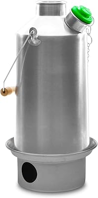 Kelly Kettle Camp Stove Stainless Steel - Boils Water Within Minutes, Uses Natural Fuel, and Enables You to Rehydrate Food or Cook a Meal (Large Base Camp)