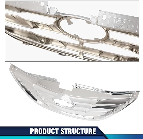 Miniatura 8 de PIT66 Parrilla delantera cromada compatible con Sonata 2011 2012 2013 HY1200154 863503S100