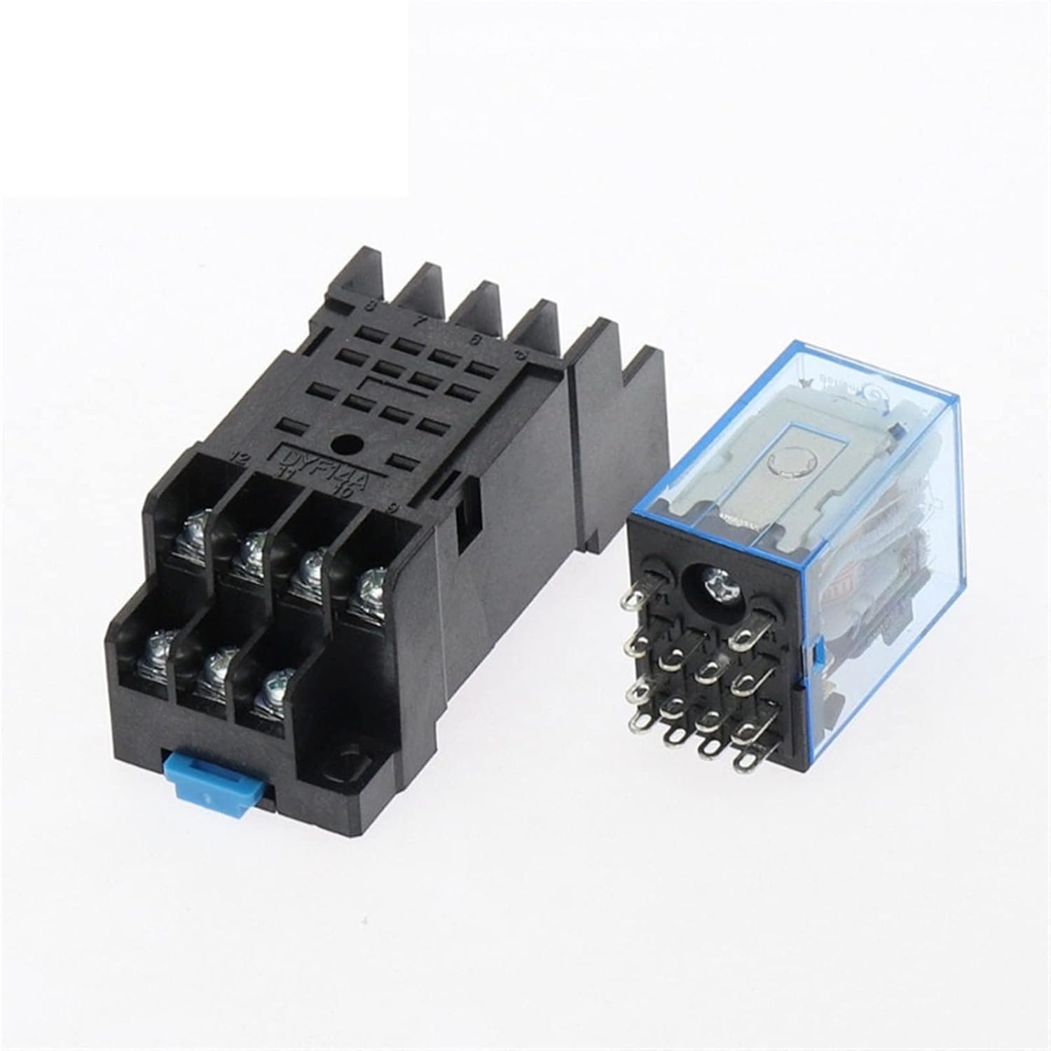 10sets MY4NJ HH54P DC 12V 24V 110V 220V AC Coil Power Relay General Purpose Relays 14 Pins 4NO 4NC 5A with PYF14A Socket Base(OneColor)