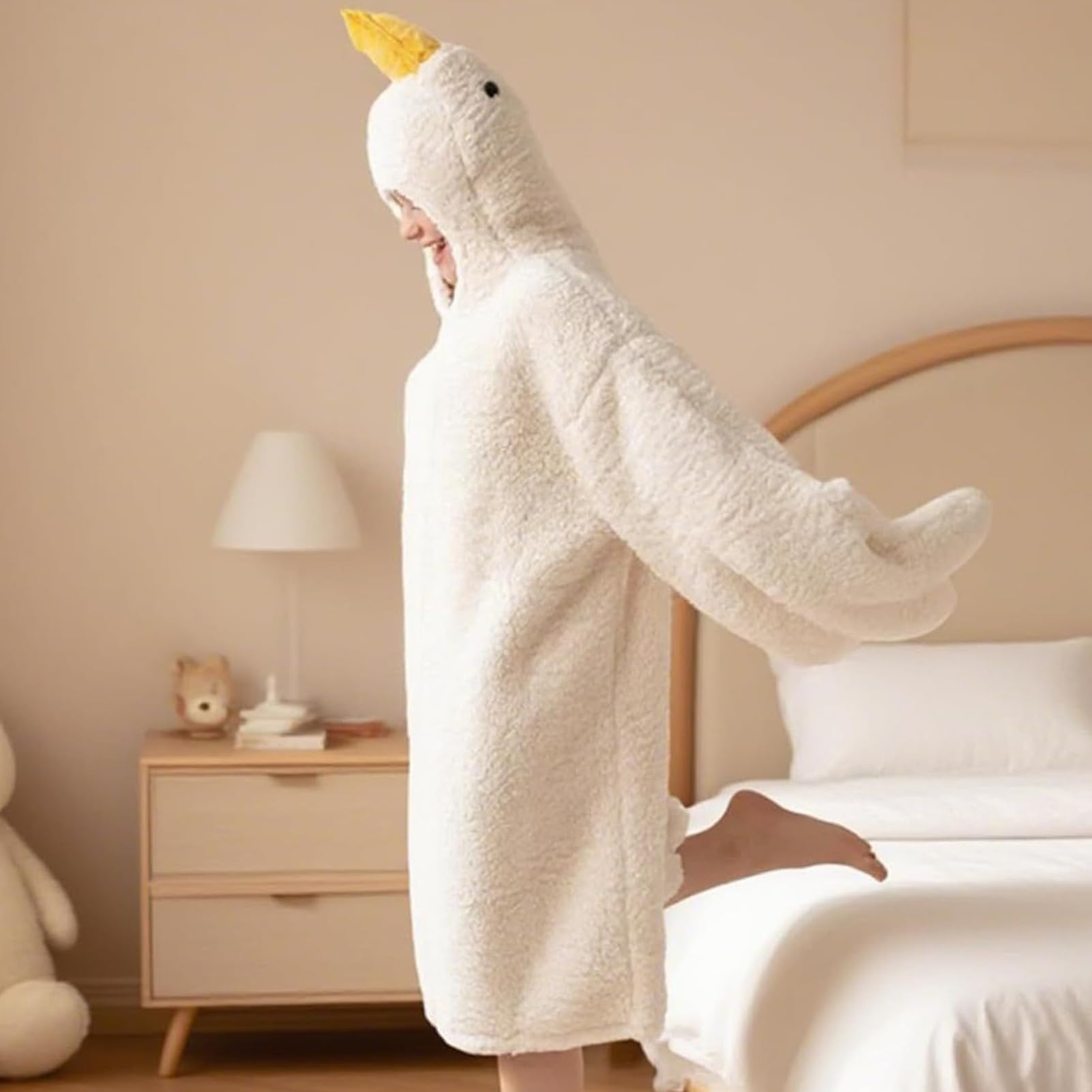 Coperta Indossabile - Pigiama Con Cappuccio A Forma Di Oca Caldo,Pigiama Morbido Per Donne Uomini Adulti Studenti | Freddo