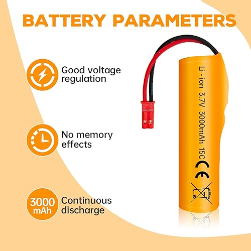 Miniatura 3 de sea jump 2 unids 3.7 V 3000 mAh batería de iones de litio con enchufe JST y cable de carga USB para HJ819 DE819 RC Ship Huina 1337 1338 1516 1517