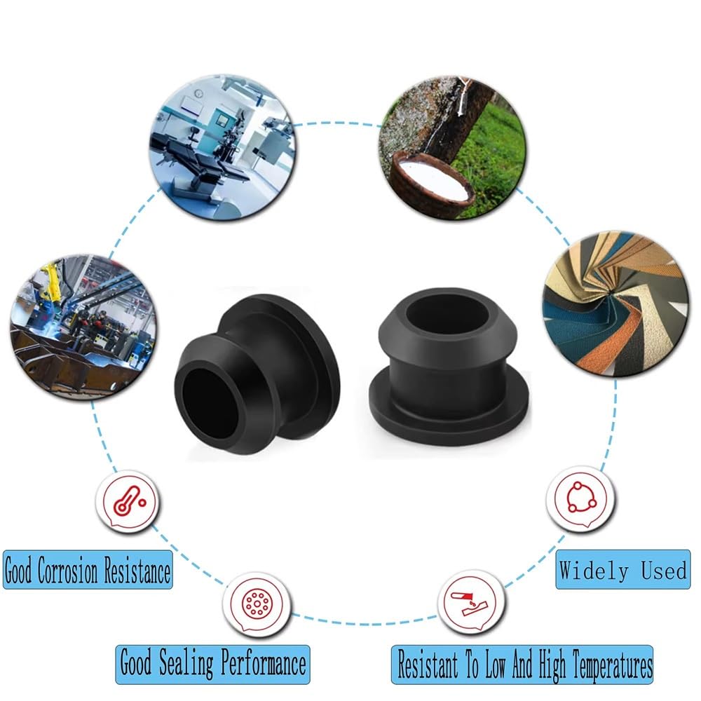 5-25 tapones de silicona negra tipo T de 2,5-15 mm, tapas de extremo ciego a presión (25 unidades, 11 mm)