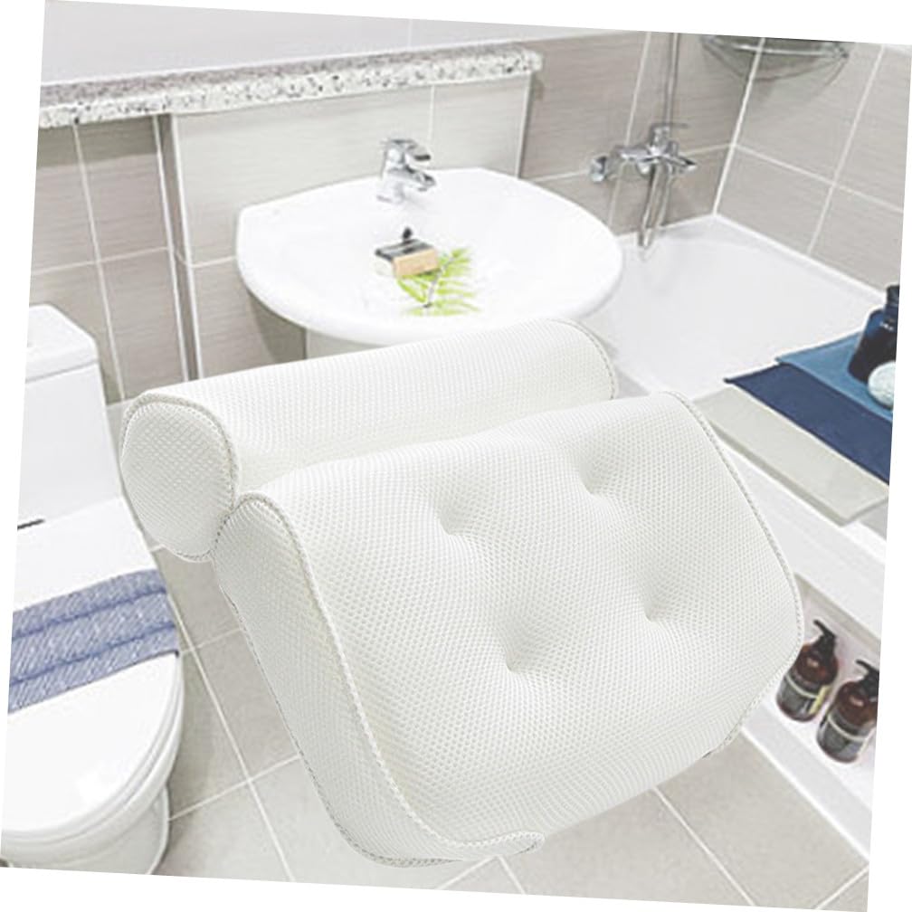 Cuscino da Vasca da Bagno in 3d Mesh Bianco con 6 Ventose
