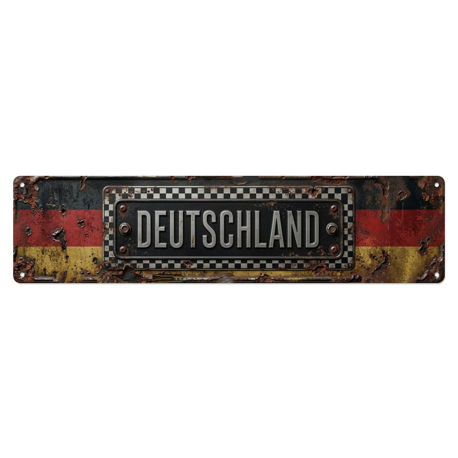 Germany Flag Garage Collection Metal Tin Skinny Sign Plaque Wall Decor for Cafe, Club Bar, Office, Home Garden Metal Poster 4x16Inch