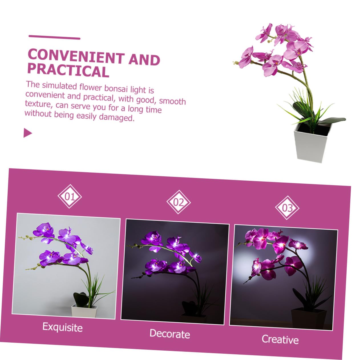 LED Orchideen Blumenlicht mit 9 LED Beads, Kreative Dekoleuchte