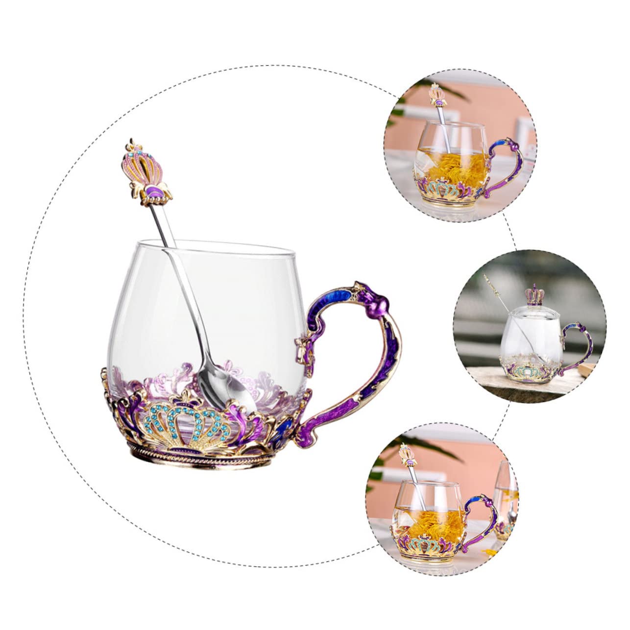 Mipcase Vidrio Taza de Té con Diseño Ergonómico Resistente al Calor y Frío