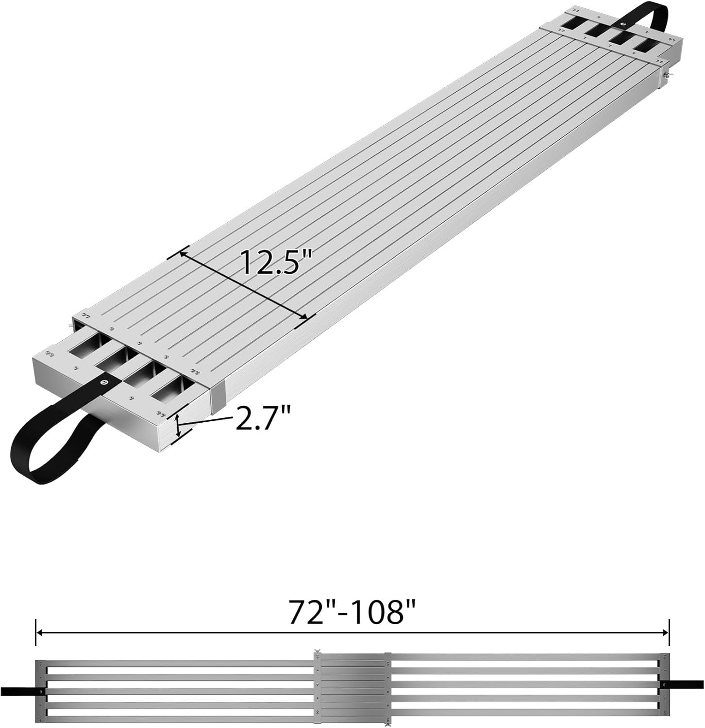 Aluminum Telescoping Work Plank 6-9ft, Heavy Duty Adjustable Scaffold Platform 440lbs, Anti-Slip Aluminum Extension Plank for Stairwell Painting, Drywall Repair, Window Cleaning