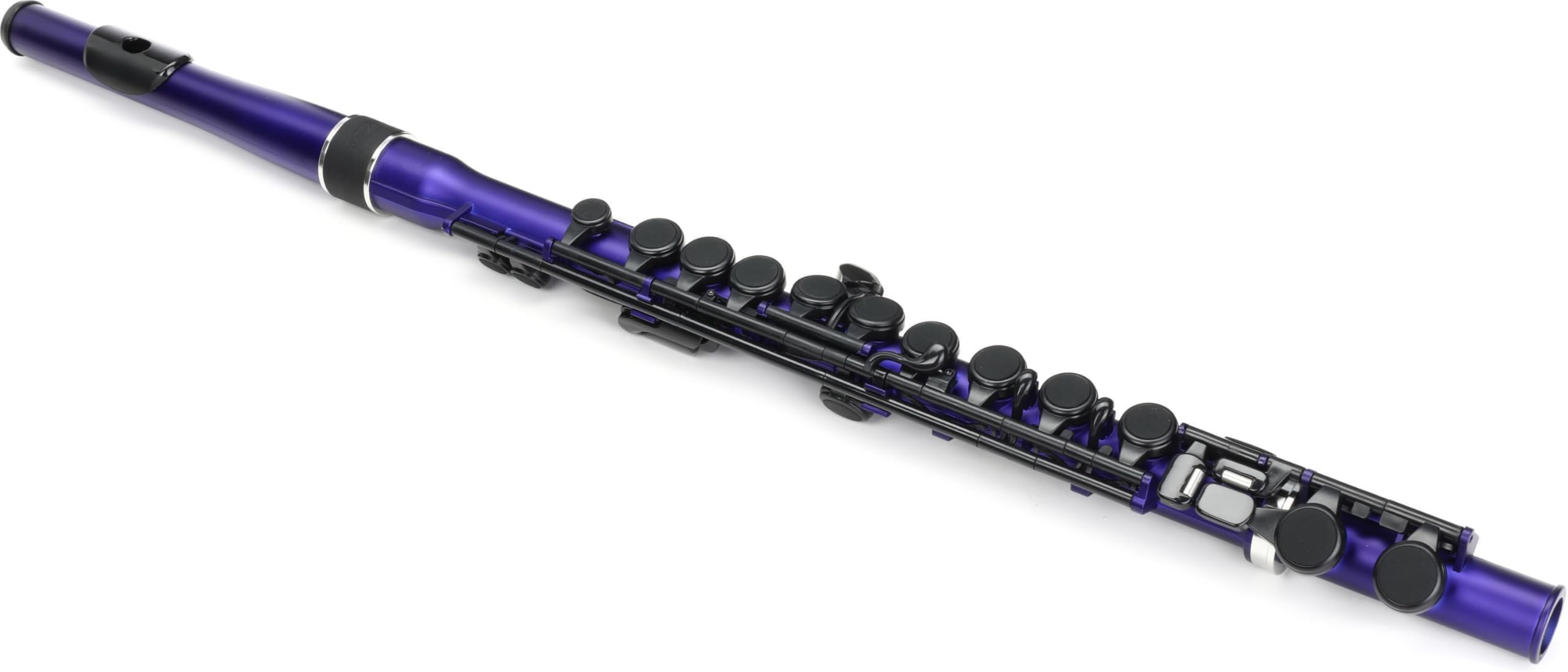 Student Flute – Metallic Blue/Black, Straight Head Joint, C Foot, Silicone Comfort Pads, Waterproof