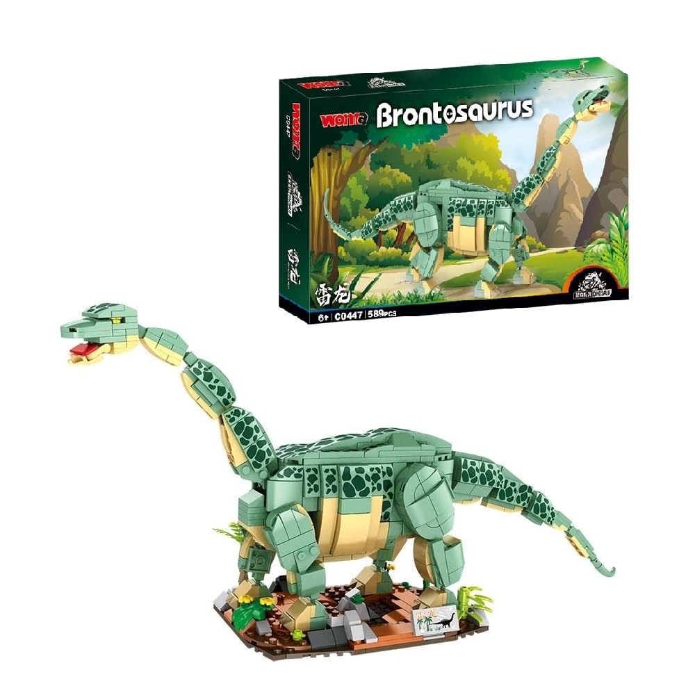 WOMA Dinosaur Toy Brontosaurus, 589 Blocks Building Set For 6+ Years Old Fans Of Jurassic Theme & Prehistoric World, Gift Toy For Boys & Girls To Enjoy & Learn