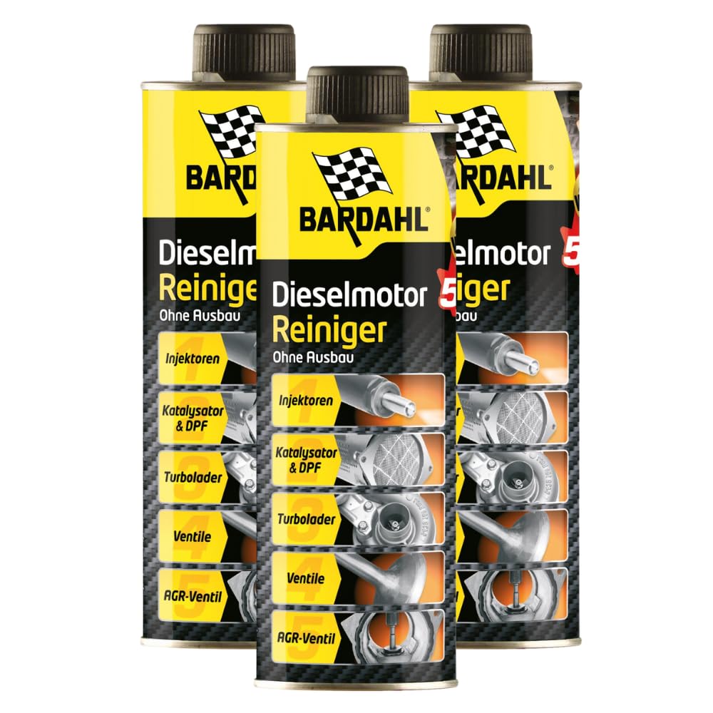 Bardahl Nettoyant moteur diesel 5 en 1 pour AGR et DPF, protection de l'injection, 500 ml, 3 pièces