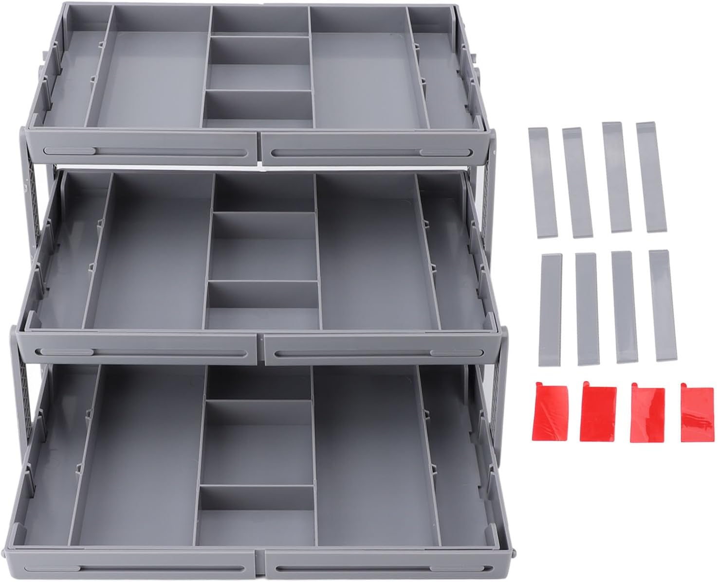 ZJchao 3 Tier Drawer Organizer, Junk Drawer Organizer 3 Drawer Storage Organizer Expandable Jewelry Tray Earring Storage Case for Home Office Makeup Bathroom Organizing (3 Tier)
