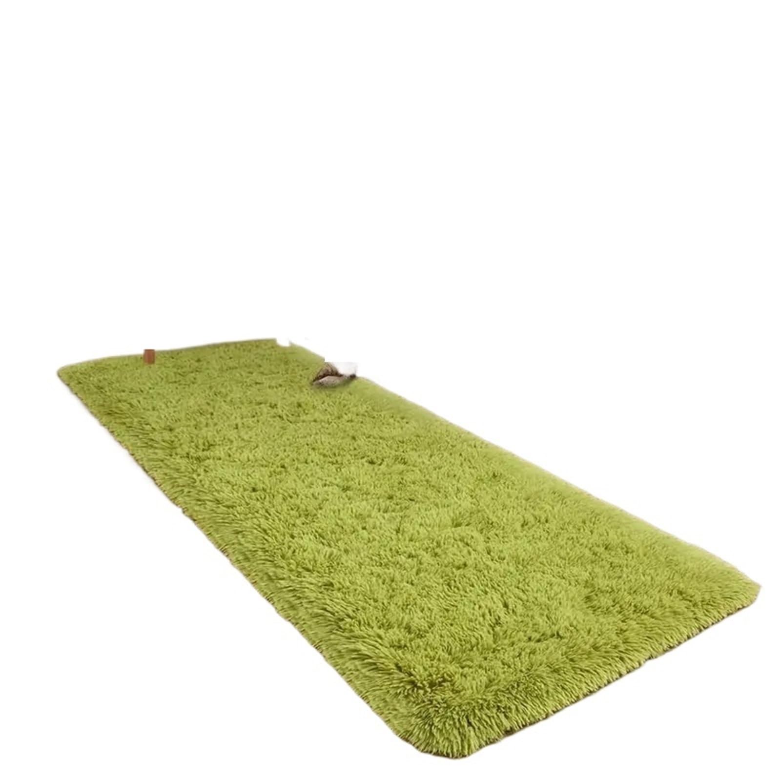 Hearth Rugs for Fireplaces Soft And Fluffy Long Pile Carpet, Easy-Care And Machine Washable Living Room Sofa Rug, Bedside For Bedroom Home Decor(Green,100x200cm 40x79inch)