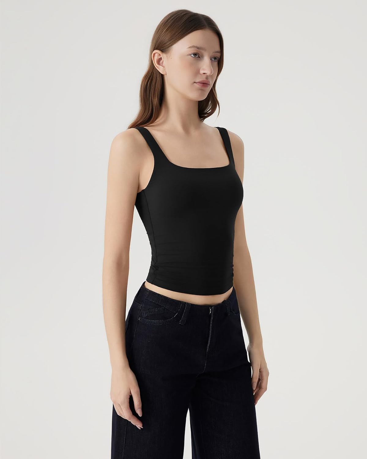 SUUKSESS Women Square Neck Backless Tank Top Summer Double Lined Going Out Crop Tops - Image 4