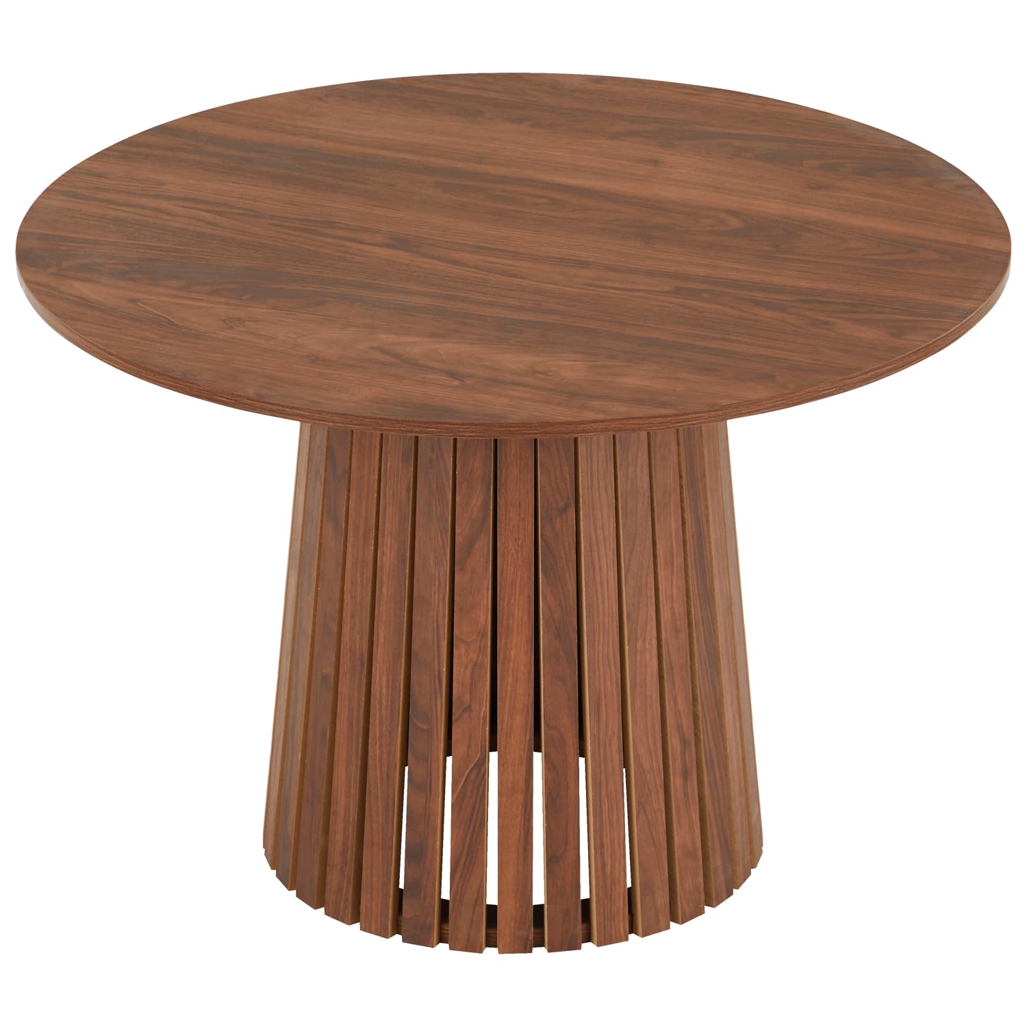 Stół do jadalni LIV, ciemne drewno, 5 krzeseł, okrągły design, styl skandynawski, średnica 110 cm